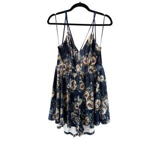 Hommage from Los Angeles velvet floral romper , women's size medium